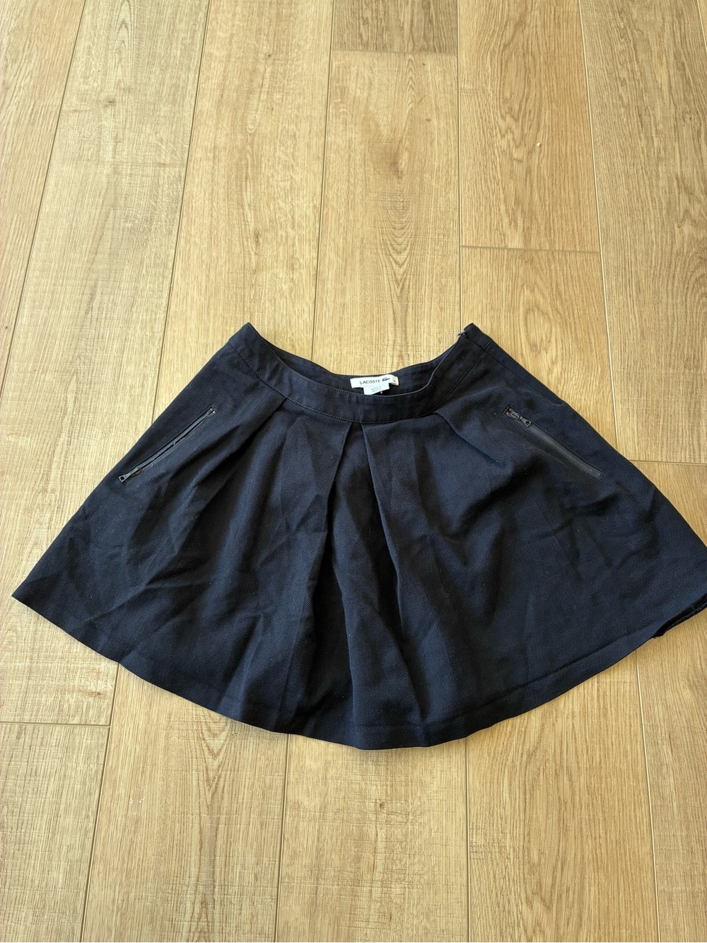 Vintage Lacoste Flared Circle Skirt schoolgirl coquette wool blend deep navy Xs